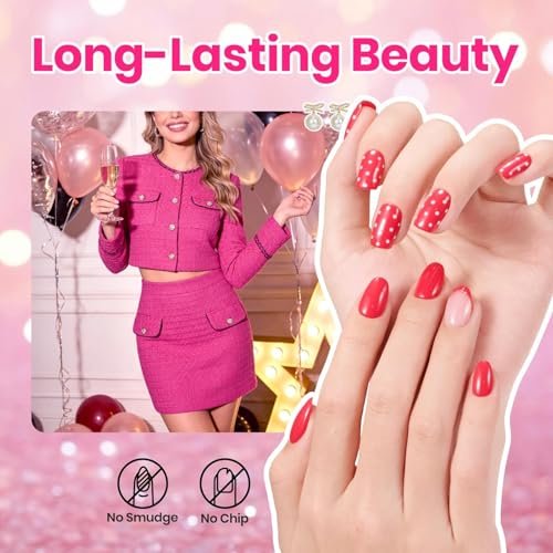 Beetles Hot Pink Nail Polish - Magenta Beat 0.51 Fl Oz (15 mL) Neon Pink Quick Dry Long-Lasting Nail Art - görsel 6