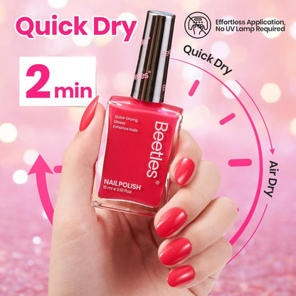 Beetles Hot Pink Nail Polish - Magenta Beat 0.51 Fl Oz (15 mL) Neon Pink Quick Dry Long-Lasting Nail Art