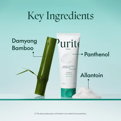 PURITO Mighty Bamboo Panthenol Cleanser - Gentle Face Wash for Moisturizing, Makeup Remover, for Sensitive Skin, Vegan & Cruelty-Free, 150ml / 5.07 fl. oz. Avelisse