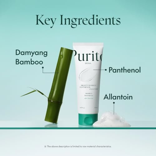 PURITO Mighty Bamboo Panthenol Cleanser - Gentle Face Wash for Moisturizing, Makeup Remover, for Sensitive Skin, Vegan & Cruelty-Free, 150ml / 5.07 fl. oz. Avelisse