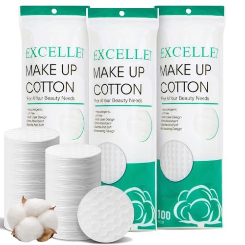 300PCS Cotton Rounds Bulk – Soft Lint Free Cotton Pads for Face, High Absorbency Makeup Remover Pads for Facial Cleansing, Toner, Nail Polish Removal, Daily Beauty & Personal Care - görsel 2
