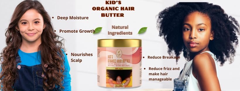 Organic Kid's Hair Butter – Nourishing Hair Detangler for Frizz-Free, Healthy Hair, 8 oz (250 ml) Avelisse