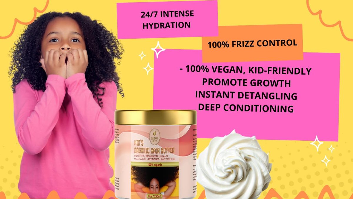 Organic Kid's Hair Butter – Nourishing Hair Detangler for Frizz-Free, Healthy Hair, 8 oz (250 ml) Avelisse