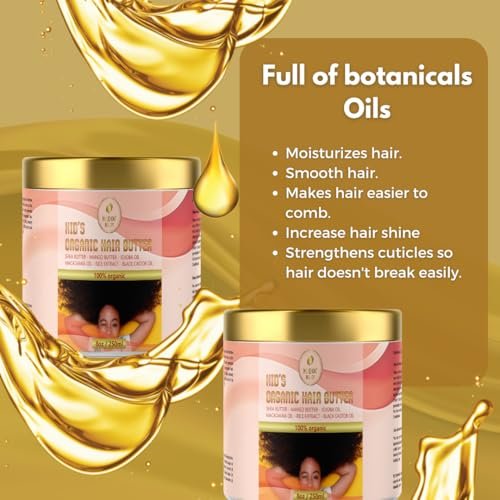 Organic Kid's Hair Butter – Nourishing Hair Detangler for Frizz-Free, Healthy Hair, 8 oz (250 ml) Avelisse