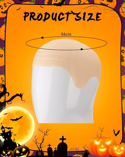 Hoedia 2-Pack Latex Bald Caps with 2 Wig Caps - Natural Skin Tone, Cosplay & Halloween Costume Accessories for Adults - görsel 4
