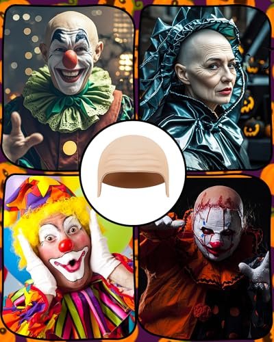 Hoedia 2-Pack Latex Bald Caps with 2 Wig Caps - Natural Skin Tone, Cosplay & Halloween Costume Accessories for Adults - görsel 12
