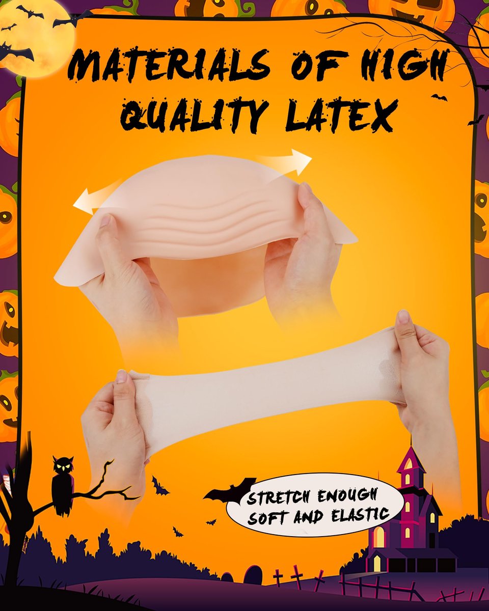 Hoedia 2-Pack Latex Bald Caps with 2 Wig Caps - Natural Skin Tone, Cosplay & Halloween Costume Accessories for Adults - görsel 7