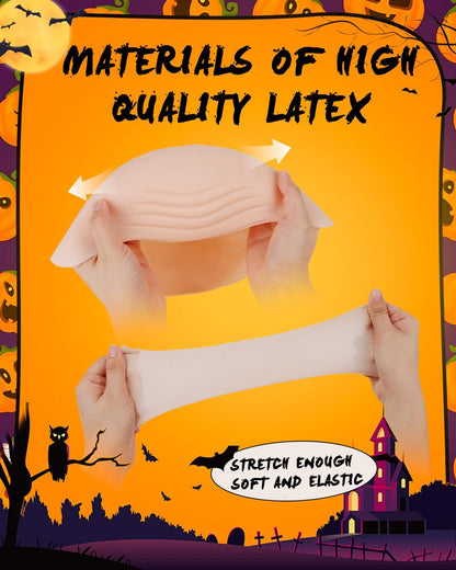 Hoedia 2-Pack Latex Bald Caps with 2 Wig Caps - Natural Skin Tone, Cosplay & Halloween Costume Accessories for Adults