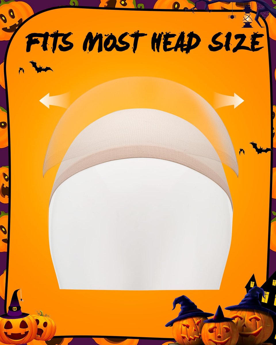 Hoedia 2-Pack Latex Bald Caps with 2 Wig Caps - Natural Skin Tone, Cosplay & Halloween Costume Accessories for Adults - görsel 9