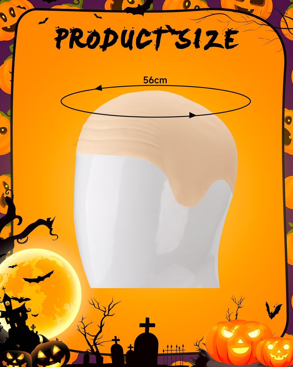 Hoedia 2-Pack Latex Bald Caps with 2 Wig Caps - Natural Skin Tone, Cosplay & Halloween Costume Accessories for Adults - görsel 3