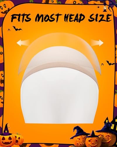 Hoedia 2-Pack Latex Bald Caps with 2 Wig Caps - Natural Skin Tone, Cosplay & Halloween Costume Accessories for Adults - görsel 10