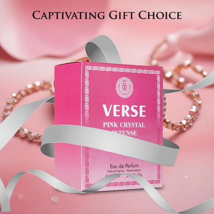 Verse Pink Crystal Intense for Women Eau de Parfum 3.4 fl oz (100ml) - Fruity & Floral Fragrance with Raspberry, Peony, Magnolia & Lotus