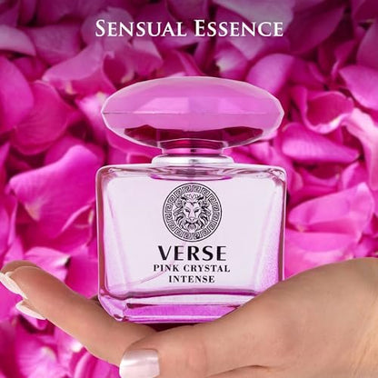 Verse Pink Crystal Intense for Women Eau de Parfum 3.4 fl oz (100ml) - Fruity & Floral Fragrance with Raspberry, Peony, Magnolia & Lotus