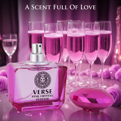 Verse Pink Crystal Intense for Women Eau de Parfum 3.4 fl oz (100ml) - Fruity & Floral Fragrance with Raspberry, Peony, Magnolia & Lotus