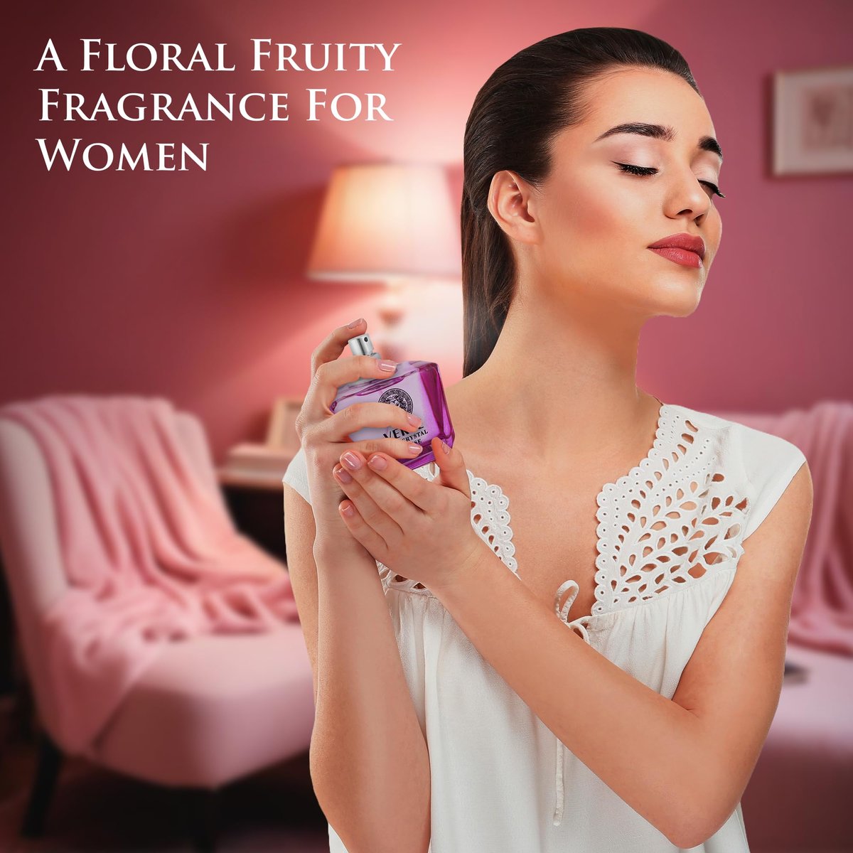 Verse Pink Crystal Intense for Women Eau de Parfum 3.4 fl oz (100ml) - Fruity & Floral Fragrance with Raspberry, Peony, Magnolia & Lotus - görsel 9