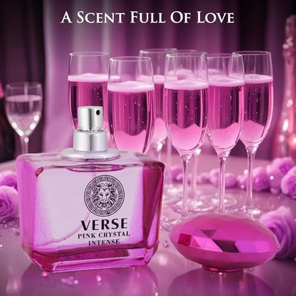 Verse Pink Crystal Intense for Women Eau de Parfum 3.4 fl oz (100ml) - Fruity & Floral Fragrance with Raspberry, Peony, Magnolia & Lotus
