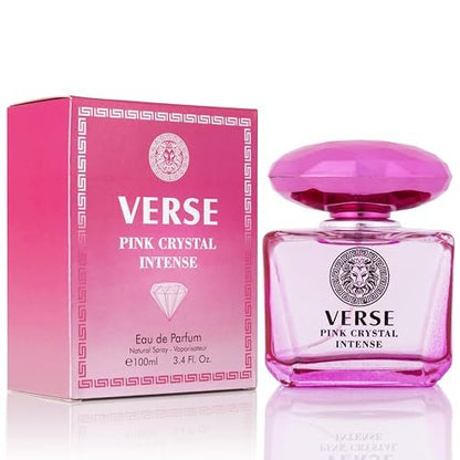 Verse Pink Crystal Intense for Women Eau de Parfum 3.4 fl oz (100ml) - Fruity & Floral Fragrance with Raspberry, Peony, Magnolia & Lotus