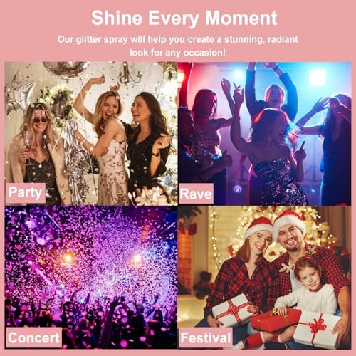 Boko Body Glitter Spray - 60ML Holographic Silver Glitter Spray for Body, Hair & Clothes - Quick-Drying, Long-Lasting Shimmer for Festivals, Concerts, Parties & Raves - görsel 12