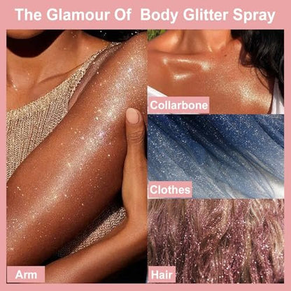 Boko Body Glitter Spray - 60ML Holographic Silver Glitter Spray for Body, Hair & Clothes - Quick-Drying, Long-Lasting Shimmer for Festivals, Concerts, Parties & Raves