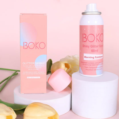Boko Body Glitter Spray - 60ML Holographic Silver Glitter Spray for Body, Hair & Clothes - Quick-Drying, Long-Lasting Shimmer for Festivals, Concerts, Parties & Raves