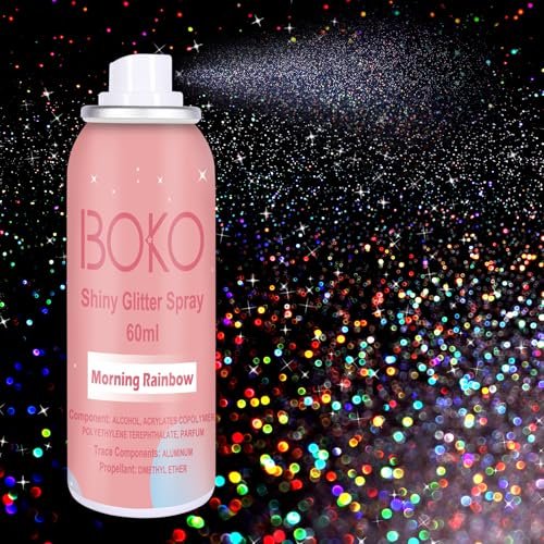 Boko Body Glitter Spray - 60ML Holographic Silver Glitter Spray for Body, Hair & Clothes - Quick-Drying, Long-Lasting Shimmer for Festivals, Concerts, Parties & Raves - görsel 2