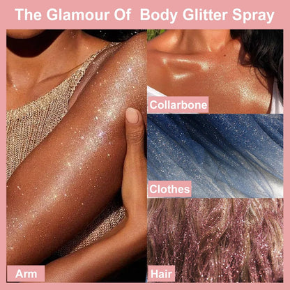 Boko Body Glitter Spray - 60ML Holographic Silver Glitter Spray for Body, Hair & Clothes - Quick-Drying, Long-Lasting Shimmer for Festivals, Concerts, Parties & Raves