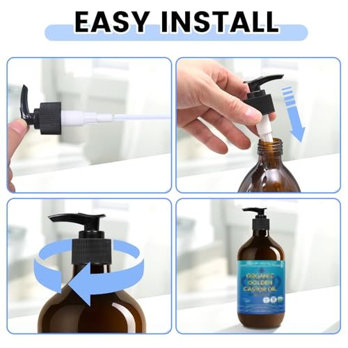 Elvxhke 3-Pack Dispenser Pump for 16 oz Castor Oil Bottles – Compatible with Queen of the Thrones, Heritage Store & RejuveNaturals – Mess-Free, Black Plastic - görsel 10