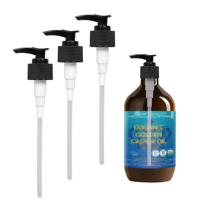 Elvxhke 3-Pack Dispenser Pump for 16 oz Castor Oil Bottles – Compatible with Queen of the Thrones, Heritage Store & RejuveNaturals – Mess-Free, Black Plastic