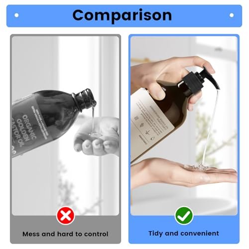 Elvxhke 3-Pack Dispenser Pump for 16 oz Castor Oil Bottles – Compatible with Queen of the Thrones, Heritage Store & RejuveNaturals – Mess-Free, Black Plastic - görsel 8