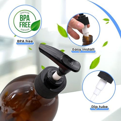 Elvxhke 3-Pack Dispenser Pump for 16 oz Castor Oil Bottles – Compatible with Queen of the Thrones, Heritage Store & RejuveNaturals – Mess-Free, Black Plastic