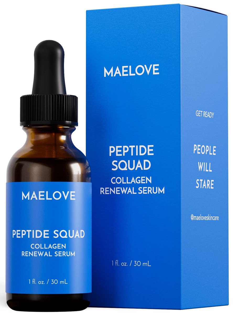 MAELOVE Peptide Squad Collagen Renewal Serum – Anti-Aging Face Serum with Copper Peptides, Argireline, Matrixyl 3000, Hyaluronic Acid & Niacinamide for Wrinkles, Fine Lines & Skin Elasticity Avelisse