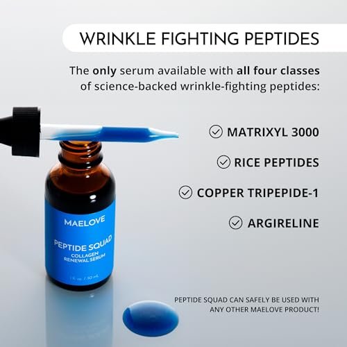 MAELOVE Peptide Squad Collagen Renewal Serum ��� Anti-Aging Face Serum with Copper Peptides, Argireline, Matrixyl 3000, Hyaluronic Acid & Niacinamide for Wrinkles, Fine Lines & Skin Elasticity Avelisse
