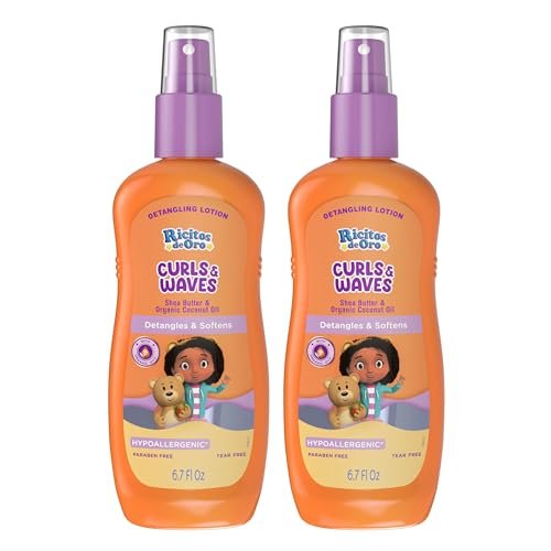 Ricitos de Oro Detangler Spray for Kids: Detangles and Softens Curls, Shea Butter Infused for Soft Hair, Frizz-Free Control, Sensitive Scalps Safe, Keeps Curls Bouncy and Defined, 6.7 oz (2-Pack) - görsel 2