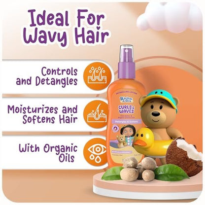 Ricitos de Oro Detangler Spray for Kids: Detangles and Softens Curls, Shea Butter Infused for Soft Hair, Frizz-Free Control, Sensitive Scalps Safe, Keeps Curls Bouncy and Defined, 6.7 oz (2-Pack)