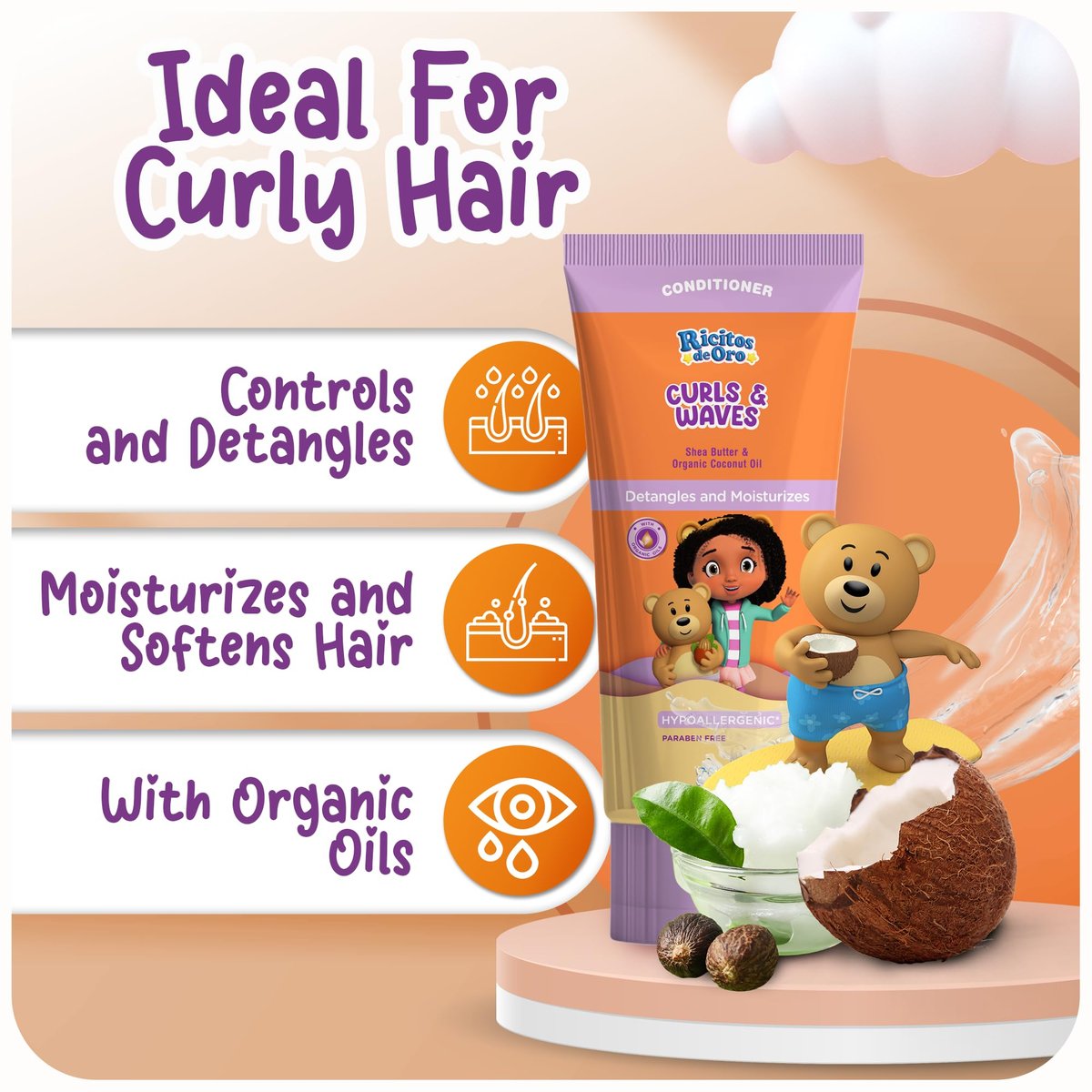 Ricitos de Oro Curl Conditioner - Hydrating 2-Pack for Defined, Weightless Curls - Safe for All Hair Types Avelisse