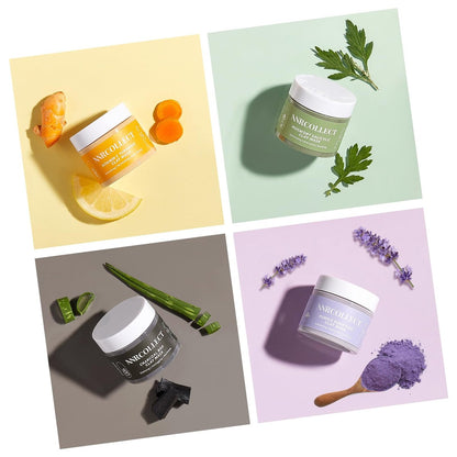 ANRCOLLECT 4-Pack Clay Face Mask Set (280g Total) - Vitamin C Turmeric, Charcoal BHA, Mugwort Salicylic & Purple Clay Masks for Deep Pore Cleansing, Oil Control & Blackhead Removal - Skincare Gift Set Avelisse