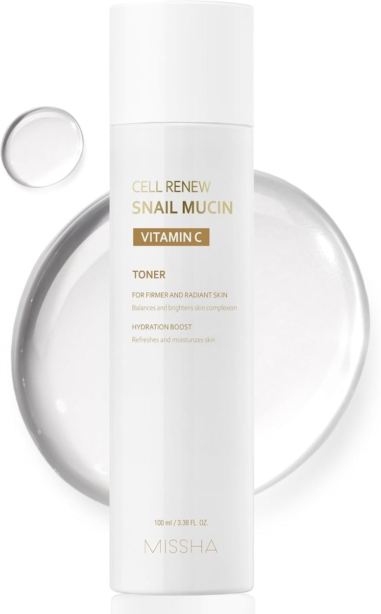 MISSHA Cell Renew Snail Mucin Vitamin C Toner - 5.07 Fl Oz | Korean Skincare for Glass Skin, 90% Snail Mucin, Deep Hydration, Improves Texture Avelisse