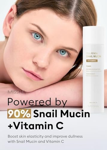 MISSHA Cell Renew Snail Mucin Vitamin C Toner - 5.07 Fl Oz | Korean Skincare for Glass Skin, 90% Snail Mucin, Deep Hydration, Improves Texture Avelisse