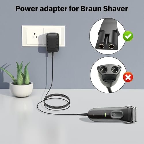 Charger Replacement for Braun Shaver Series 7, 3, 9, 5, 1 – Compatible with 190, 3040s, 340, 5040s, 720, 720s-4, 760cc, 790cc, 9090 Razor Trimmer – 12V 400mA Charging Cord - görsel 11