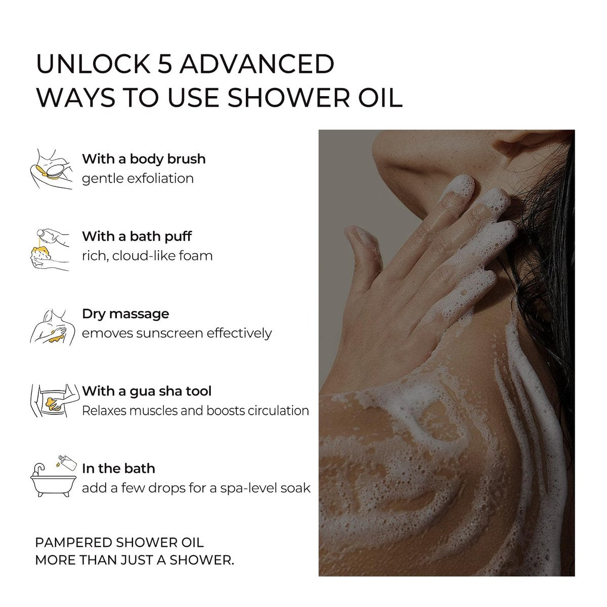 NOUGAT Pampered Shower Oil - Transforming Oil-to-Milk Body Cleanser for Makeup & Sunscreen Removal, Hydrating Botanical Wash for Dry Skin, Exotic Scent, 372g - görsel 17