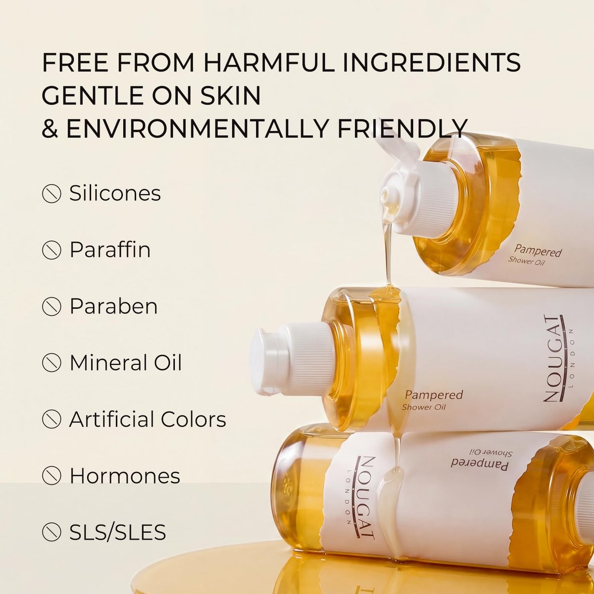 NOUGAT Pampered Shower Oil - Transforming Oil-to-Milk Body Cleanser for Makeup & Sunscreen Removal, Hydrating Botanical Wash for Dry Skin, Exotic Scent, 372g - görsel 11