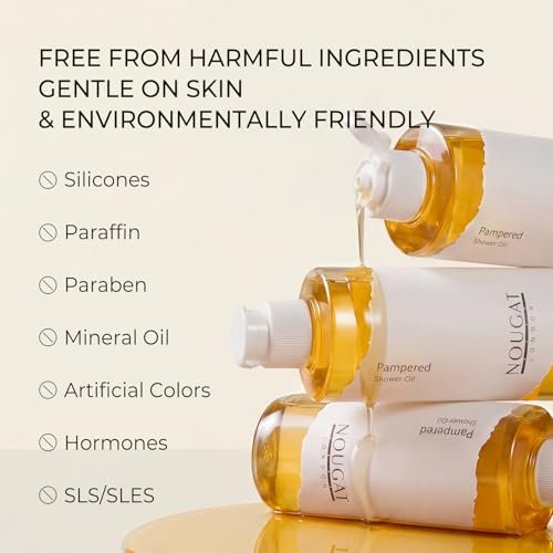 NOUGAT Pampered Shower Oil - Transforming Oil-to-Milk Body Cleanser for Makeup & Sunscreen Removal, Hydrating Botanical Wash for Dry Skin, Exotic Scent, 372g - görsel 12