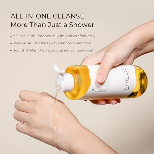 NOUGAT Pampered Shower Oil - Transforming Oil-to-Milk Body Cleanser for Makeup & Sunscreen Removal, Hydrating Botanical Wash for Dry Skin, Exotic Scent, 372g - görsel 4