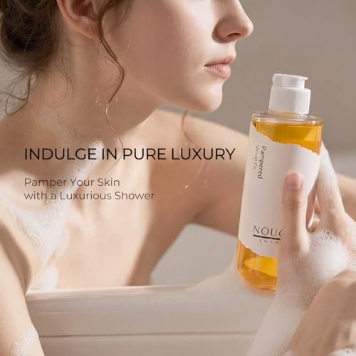 NOUGAT Pampered Shower Oil - Transforming Oil-to-Milk Body Cleanser for Makeup & Sunscreen Removal, Hydrating Botanical Wash for Dry Skin, Exotic Scent, 372g - görsel 10