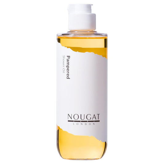 NOUGAT Pampered Shower Oil - Transforming Oil-to-Milk Body Cleanser for Makeup & Sunscreen Removal, Hydrating Botanical Wash for Dry Skin, Exotic Scent, 372g