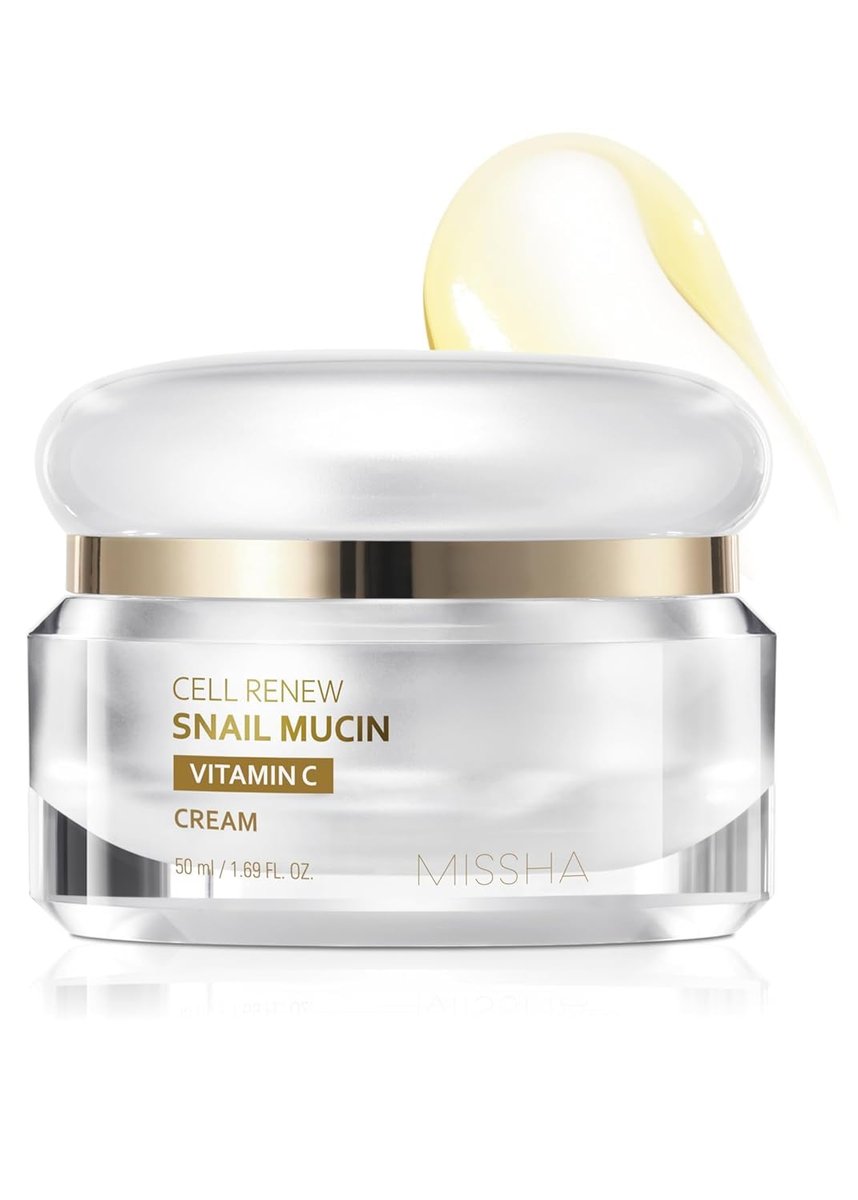 MISSHA Cell Renew Snail Mucin Vitamin C Cream - Hydrating Korean Moisturizer for Youthful Glow, 1.69 Fl Oz Avelisse