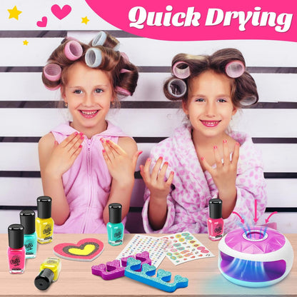Kids Spa Day Kit for Girls – Foot Spa with Nail Dryer, Bath Bombs & Music – Pretend Play Toy Gift for Ages 6-12 Avelisse