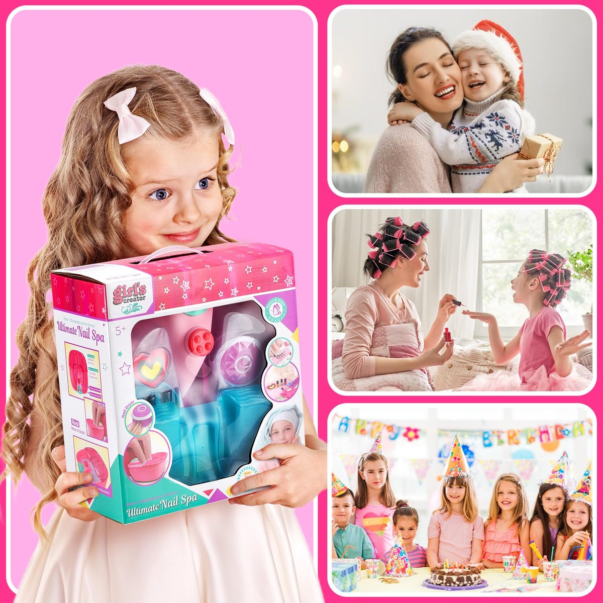 Kids Spa Day Kit for Girls – Foot Spa with Nail Dryer, Bath Bombs & Music – Pretend Play Toy Gift for Ages 6-12 Avelisse