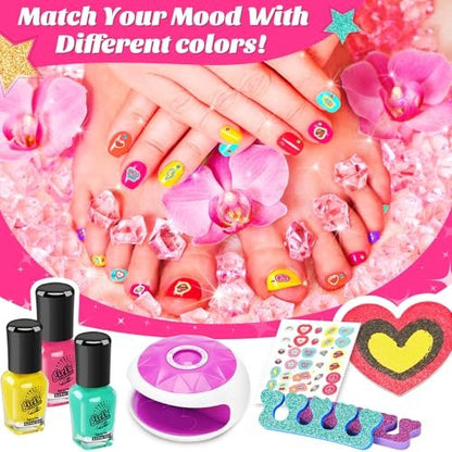 Kids Spa Day Kit for Girls – Foot Spa with Nail Dryer, Bath Bombs & Music – Pretend Play Toy Gift for Ages 6-12 Avelisse