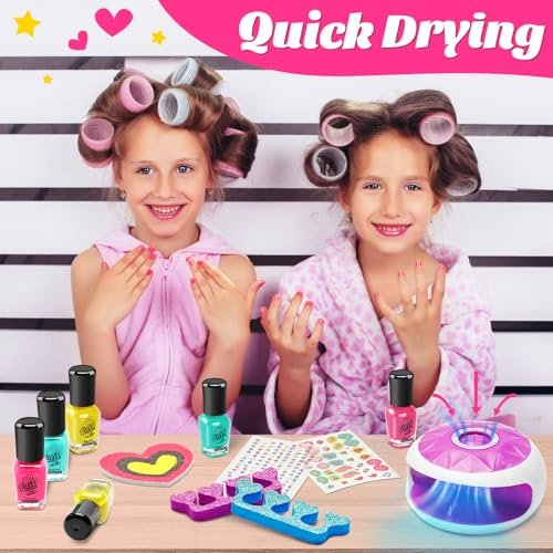 Kids Spa Day Kit for Girls – Foot Spa with Nail Dryer, Bath Bombs & Music – Pretend Play Toy Gift for Ages 6-12 Avelisse